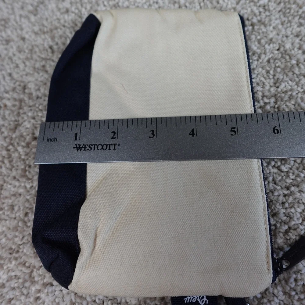 Thirty-One Mini Zipper Pouch Natural Navy Canvas Makeup Bag 3013062A0001 NEW